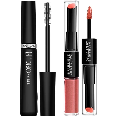 Afbeelding van L&#039;Oréal Geschenkset Telescopic Lift Mascara &amp; Infaillible 24H Lipstick 312 Incessant Russet 2 stuks
