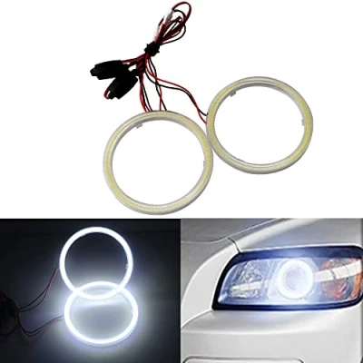 Afbeelding van Qasim 1 paar 90 MM 66SMD COB LED voor Angel Eyes Halo Ring Koplamp Fog Behuizingslamp met Cover Wit 12V 24V DC