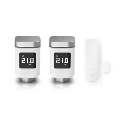 Afbeelding van Bosch Smart Home Uitbreidingsset verwarming, 2x radiatorthermostaat II, 1x deur /raamcontact slimme sensor voor energie efficiënt verwarmen, compatibel met Amazon Alexa, Apple HomeKit, Google