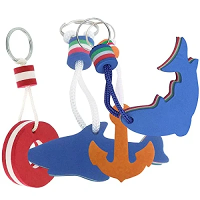 Afbeelding van 4 Stuks Drijvende Sleutelhanger,Watersport Sleutelhanger Boot Boei Accessoires Dolfijn Anker Sleutelring voor Kajak Watersport