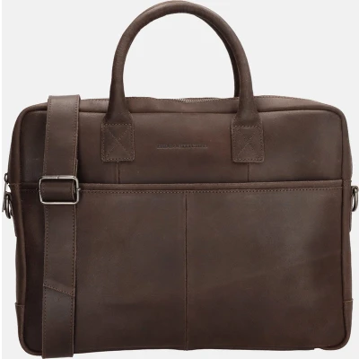 Afbeelding van Hide &amp; Stitches Wolga Laptoptas 15,6 inch (34.5x19.4 cm) Donkerbruin 100% Leer