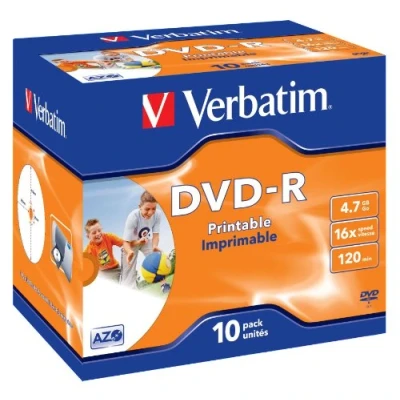 Afbeelding van Verbatim 43521&quot; DVD R AZO 4,7 GB Jewel Case 10 Stuk zilver