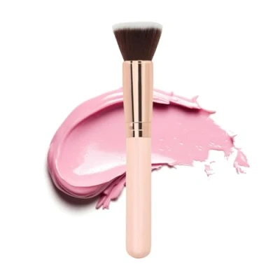 Afbeelding van TRIXES foundation Brush voor vloeistof, poeder en crème make up blender borstels vloeibare blusher, concealer Flat Top Kabuki Stippling Rose Gold