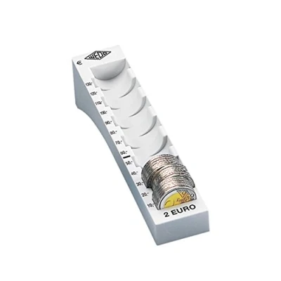 Afbeelding van Wedo 160720037 Muntengroef (2 euro, kunststof voor 65 munten met markeringen 18 x 4,5 3,76 cm) lichtgrijs