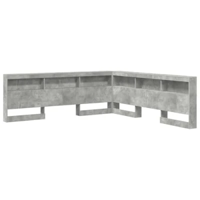 Afbeelding van vidaXL Opberghoofdbord met plank hoofdeinde opslag Betongrijs 180 cm Bewerkt hout