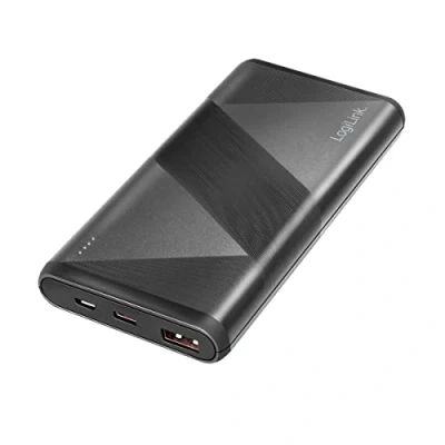 Afbeelding van Logilink PA0275 Powerbank 10.000 mAh, 1x USB A QC (QuickCharge 3.0) &amp; C PD (Power Delivery 2.0), incl. 2 in 1 kabel, zwart