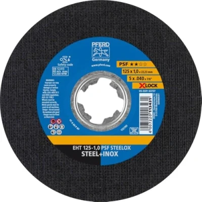 Afbeelding van PFERD Slijpschijf, 25 stuks, 125 X 1,0 mm, recht, LOCK (22,23 mm), PSF STEELOX, 61721101 voor snelle en comfortabele gereedschapswissel