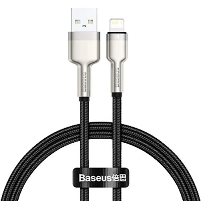 Afbeelding van Baseus Cafule Series Korte USB A naar Lightning Kabel 25cm Metaal Zwart
