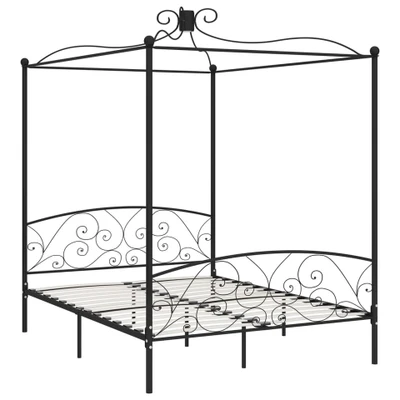 Afbeelding van Hemelbedframe metaal zwart 180x200 cm
