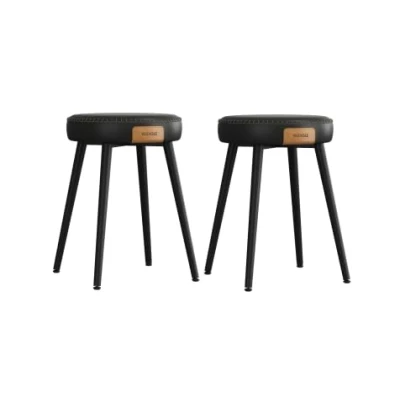 Afbeelding van VASAGLE EKHO Collectie Eetkruk, set van 2, keukenstoel, gewatteerde zitting, PU met stiksels, moderne stijl uit het midden de eeuw, hoogte 48,2 cm, woonkamer, kantoor, inktzwart LDC170B02