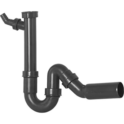Afbeelding van Cornat Buisvormige geurafsluitingen voor was &amp; spoeltafels verschillende groottes/stijlen geurafsluiter (spoelbak). 1 1/2 inch x 50 mm grijs