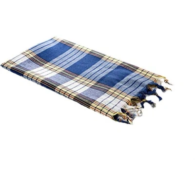 Afbeelding van Carenesse Hamamdoek Classic 80 x 170 cm I Hamam handdoek 100% katoen absorberend &amp; sneldrogend pestemal/fouta blauw geruit strandlaken / saunahanddoek met kleine verpakkingsmaat