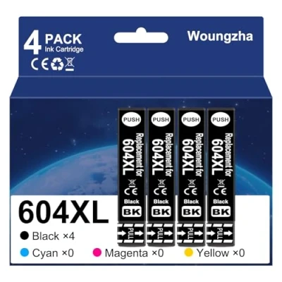 Afbeelding van Woungzha Inktpatronen 604XL compatibel met Epson 604 XL voor Expression Home XP 2205 4200 3200 3205 2200 4205 Workforce WF 2935 2930 2910 2950DWF 4 zwart