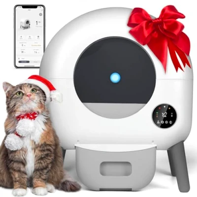 Afbeelding van Zelfreinigend kattentoilet, zelfreinigend, extra 100 liter, app bediening, anti pinch, afneembare zandcontrolebox, automatische kattenbak voor meerdere katten