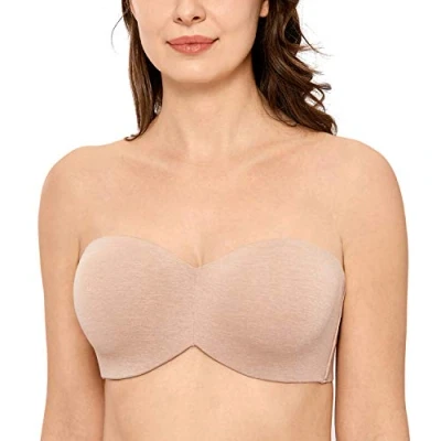 Afbeelding van DELIMIRA Strapless bh Voor Dames Zonder Beugel Minimizer Met Plus Ondersteuning Maten Havermoutheide 75E