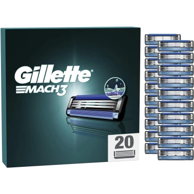Afbeelding van GIllette Mach 3 scheermesjes 20 pak navulmesjes