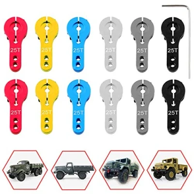 Afbeelding van Youmile 12 STKS Servo Hoorn 25 T Aluminium M3 Draden Metalen Stuurinrichting 6 Kleur Rood Blauw Grijs Sliver Geel Zwart Aceessorieën Voor RC Auto Truck Buggy Vliegtuig