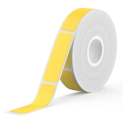 Afbeelding van SUPVAN E10 Zelfklevende Etiketten, Multifunctionele Thermische Etiketten voor Thuiskantoren Scholen, Compatibel met E10/E16 Etikettenmakers, 12 mm*40 mm, 170 Stuks/Rol (Geel)