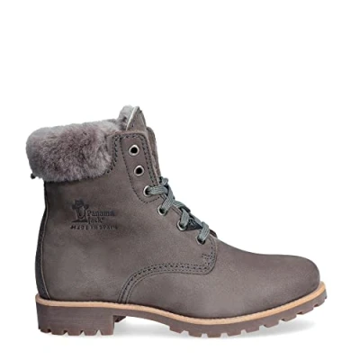 Afbeelding van Panama Jack Igloo Veterboots, Dames, Maat: 42, Gris Schaapsleer