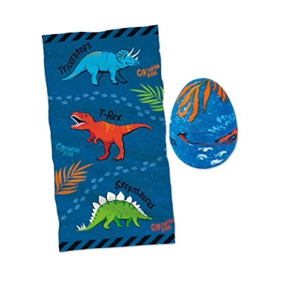 Afbeelding van Moses 40214 Magische handdoek ei coole voor kinderverjaardag, kleine katoenen handen en gezicht, 100% katoen met dino design, 30 x 60 cm, meerkleurig