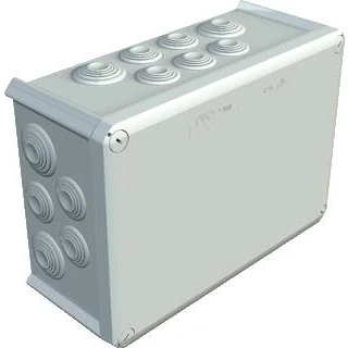 Afbeelding van Obo rechthoekige kabeldoos invoer 24x 32mm met deksel ip66 kunststof dxbxl 120x201x285mm grijs ral7035 2007125