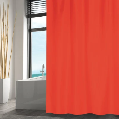 Afbeelding van MSV Douchegordijn met ringen rood gerecycled polyester 180 x 200 cm wasbaar Voor bad en douche