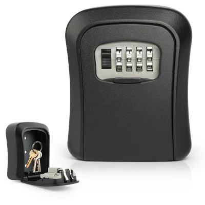 Afbeelding van Grote Sleutelkast Buiten 4 Cijferige Combinatie Sleutelslot Doos Sleutelkluis aan de Muur Gemonteerd, Voor Opbergsleutels Beveiligingssleutel Lockbox