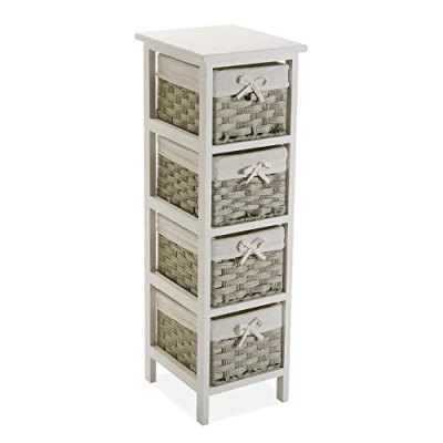 Afbeelding van Versa Pompei Bijkomend badkamermeubilair, Met 4 lades, Afmetingen (H x B H) 82 29 25 cm, Hout, Kleur Wit