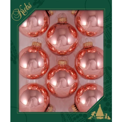 Afbeelding van Krebs Kerstballen 8 stuks roze glans glas 7 cm