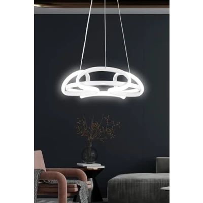 Afbeelding van Turrell Design Hanglamp D32cm Metaal Wit en LED Menzzo