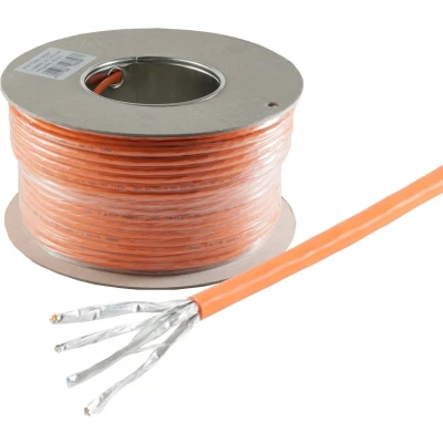 Afbeelding van S/FTP CAT7 10 Gigabit 1000 MHz netwerkkabel met vaste aders AWG23 LSZH / oranje 100 meter