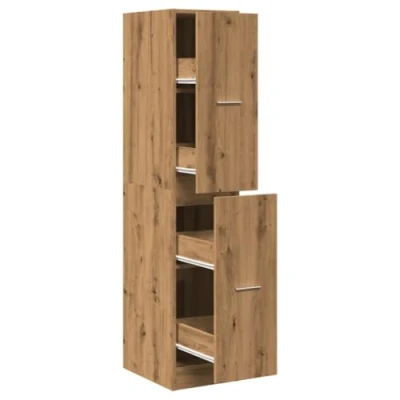 Afbeelding van Apothekerskast 30x41x144,5 cm bewerkt hout artisanaal eiken