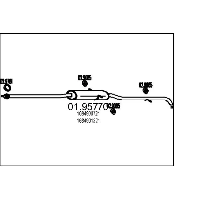 Afbeelding van MTS 01.95770 Einddemper 2150mm MERCEDES BENZ: A Klasse (W168) 160 1.6, 190 1.9, 140 1.4 1997 2004