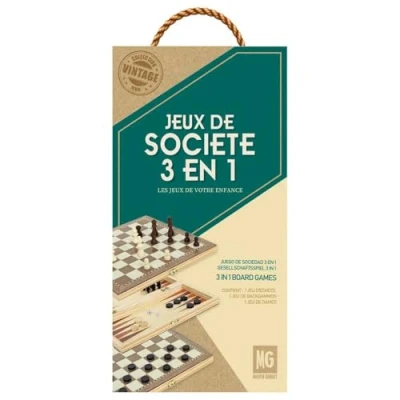 Afbeelding van Schaak backgammon klapcassette hout 29x29 3 in 1