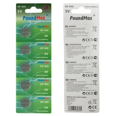 Afbeelding van 5 x PoundMax 1632 CR1632 3V lithiumbatterijen