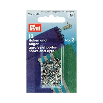 Afbeelding van Prym Haken En Ogen N02 Midden Zilver 12 Stuks Knopen