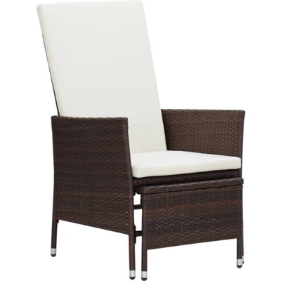Afbeelding van Tuinstoel verstelbaar met kussens poly rattan bruin