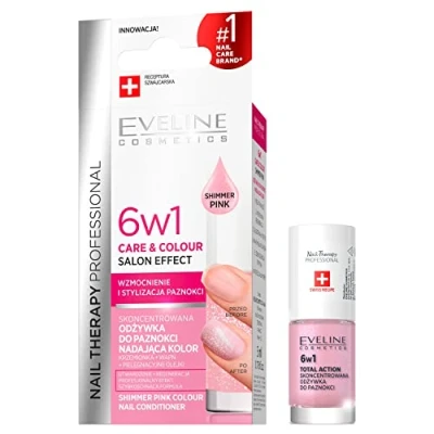 Afbeelding van Eveline Cosmetics Nail Therapy Professional 6 in 1 Geconcentreerde nagelverzorging, 5 ml, shimmer pink