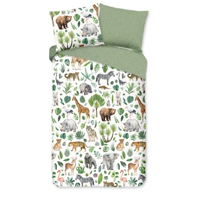 Afbeelding van Kinderdekbedovertrek 135x200 cm Afrikaanse Dieren Print Big Five Multi 1 Persoons 100% Katoen
