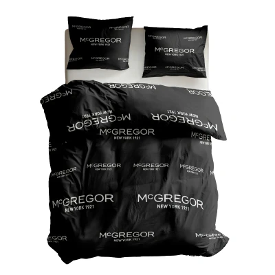 Afbeelding van Dekbedovertrek McGregor Tweepersoons (200x200 cm) Antraciet Microvezel Dessin: Tekst Dekbed Discounter.nl