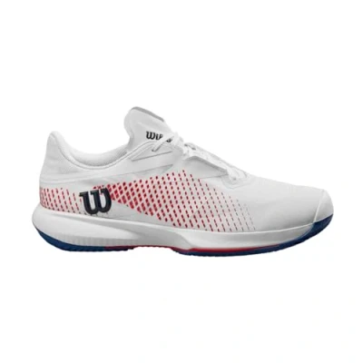 Afbeelding van wilson KAOS Swift Tennisschoenen voor kleibanen, Heren, Maat: 41, White deja vu blue red Mesh
