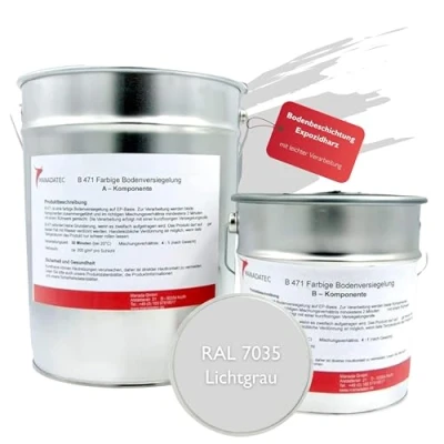 Afbeelding van 2K epoxyhars gekleurde vloercoating epoxy vloerverf betonverf garage werkplaats kelder industrie dekverf (5kg, RAL 7035 lichtgrijs)