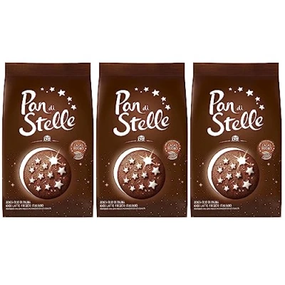 Afbeelding van MULINO BIANCO Pan di stelle Italiaanse chocoladekoekjes met ijssterren 350g x 3 pakketten (Pan stelle, x3)
