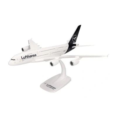 Afbeelding van herpa 612319 Airbus A380, Lufthansa dubbeldekker, vleugels, model vliegtuig met standaard, modelbouw, miniatuurmodellen, verzamelstuk, kunststof, snap fit, schaal 1:250