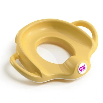 Afbeelding van OKBABY Sofa WC verkleiner met antisliprand Brede en verhoogde handgrepen voor maximale stabiliteit het kind Geel