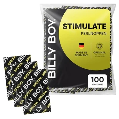 Afbeelding van BILLY BOY condooms Stimulate 100 stuks 52 mm met Parelnoppen in Original Pasvorm (1x100 stuks)