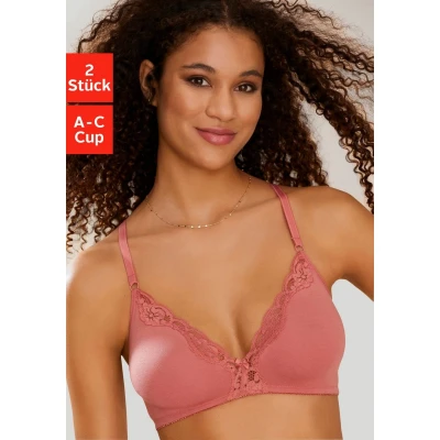Afbeelding van Petite fleur Bralette bh zonder beugels van katoen met kant (Set 2)