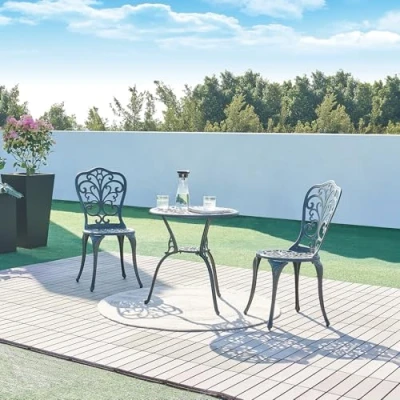 Afbeelding van Bistroset Lupsam tuinset 3 delig donkergrijs met groene patina casa.pro