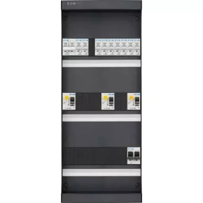 Afbeelding van Eaton medusa groepenkast 1 fase met deur, 9 groepen, 3 Aardlekschakelaars 2 P, fornuisgroep 2x230V, hoofdschakelaar P,I 93G14F0 HM104, Afmeting: