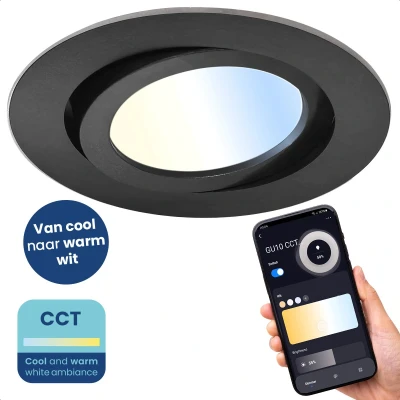 Afbeelding van Gologi Slimme Inbouwspots Smart LED Downlight Dimbaar Kantelbaar Warm Wit Licht Gu10 Lamp Zwart